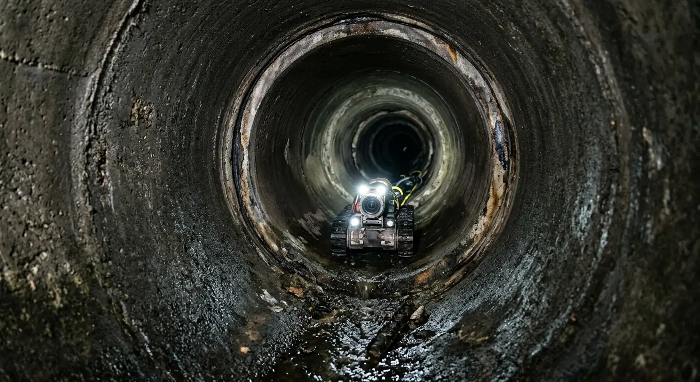 Robotic sewer camera inspecting pipe interior for Drain Snake Service in West Plains